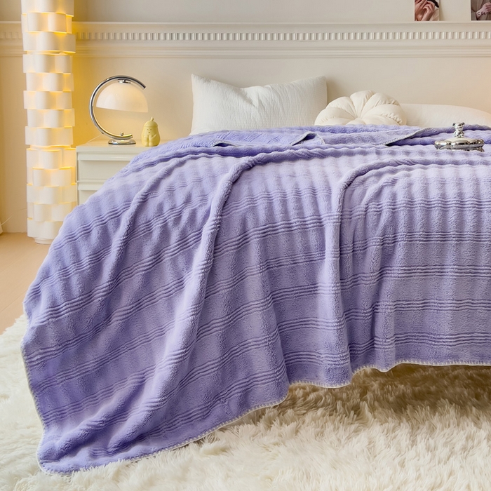 91家纺网 家纺一手货源 找家纺 宜家坊 2025新款高克重双面绒毛卡兔绒多功能毛毯 莫奈紫