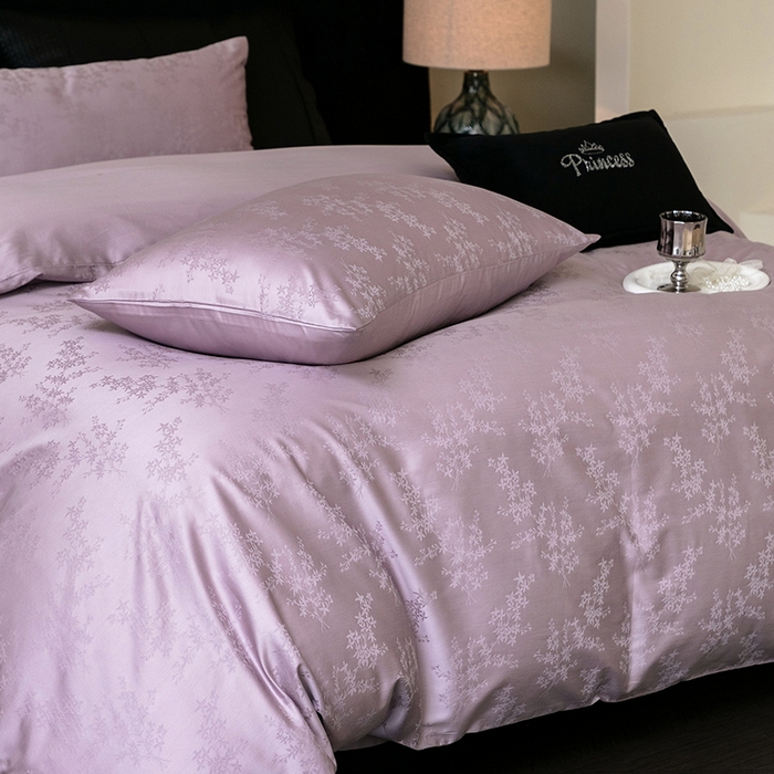 91家纺网 家纺一手货源 找家纺 立奥被业 2025新款60支全棉贡缎提花四件套 芊芊紫