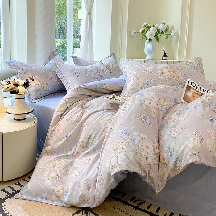 91家纺网 家纺一手货源 找家纺 梧桐树 2025新款100%全棉13372加厚印花四件套 A21如夏