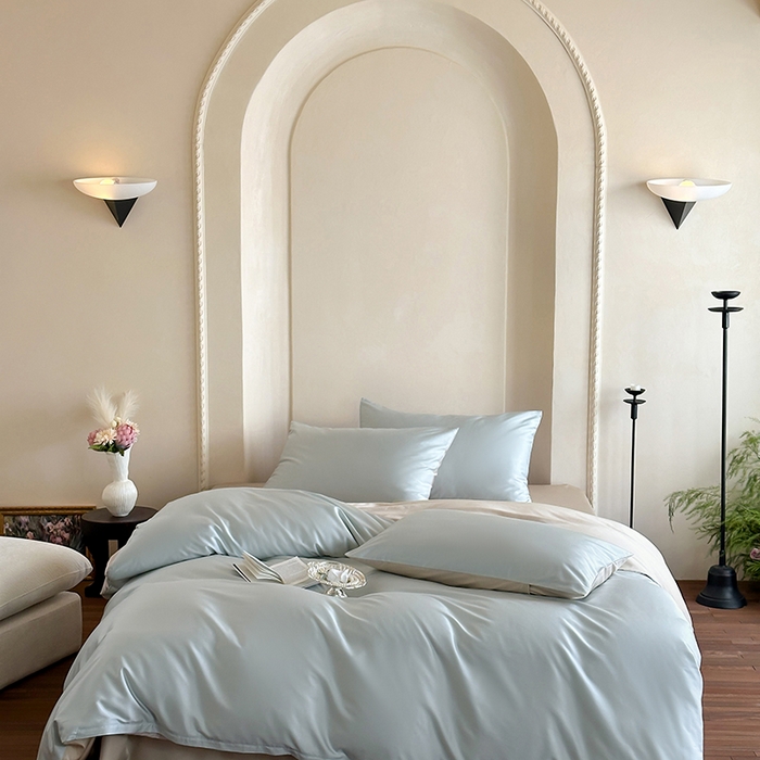 91家纺网 家纺一手货源 找家纺 赫帛 2025新款60支超细旦天丝棉四件套-雅奢 雅奢-天青色