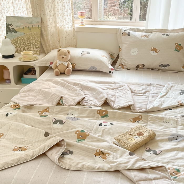 91家纺网 家纺一手货源 找家纺 帕拉美拉 2025新款全棉棉花夏被春秋被四件套哈皮犬-全棉棉花