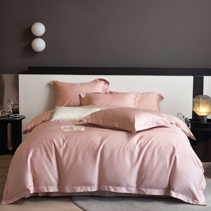 榻尚家居 2025春夏新款长绒棉全棉纯棉贡缎提花手工立体埋绳工艺四件套 春柔似锦（粉玉）