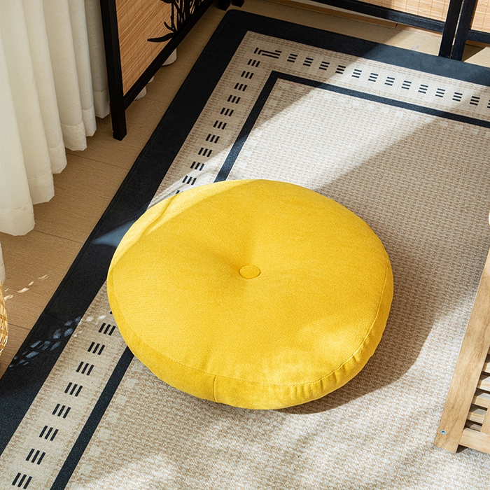 91家纺网 家纺一手货源 找家纺 沐沐家纺 2026新款韩国绒蒲团坐垫 明黄