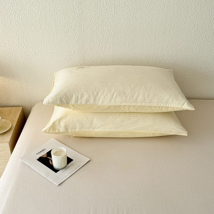 91家纺网 家纺一手货源 找家纺 眠博士 2025新款高支高密60支全棉条纹提花单枕套 枕套-提花雅白