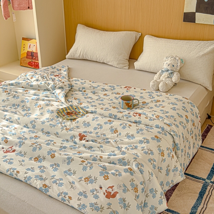 91家纺网 家纺一手货源 找家纺 品乐家纺 2025新款A类针织棉大豆被夏被夏凉被空调被学生被子 小松鼠