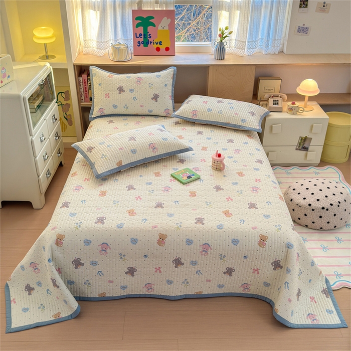 91家纺网 家纺一手货源 找家纺 美优兰 2025新款双面全棉水洗床盖小飞象