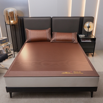 （总）莱轩席业 2025新款立体刺绣雪藤席古藤凉席