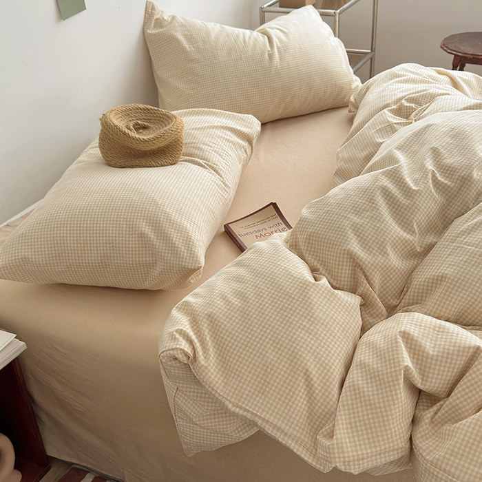 91家纺网 家纺一手货源 找家纺 水洗的故事 2025新款无印良品水洗棉四件套 小小格米