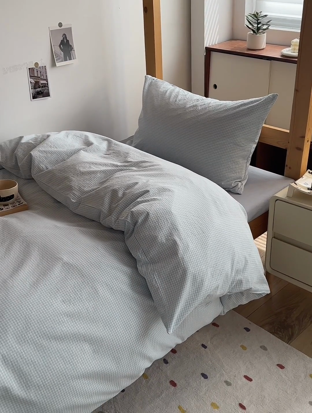 91家纺网 家纺一手货源 找家纺 水洗的故事 2025新款A类色织水洗棉学生三件套 小小格兰-