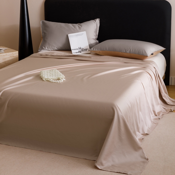 91家纺网 家纺一手货源 找家纺 寐绸家纺 2025新款纯棉60支长绒棉床单系列 长绒棉床单-木灰