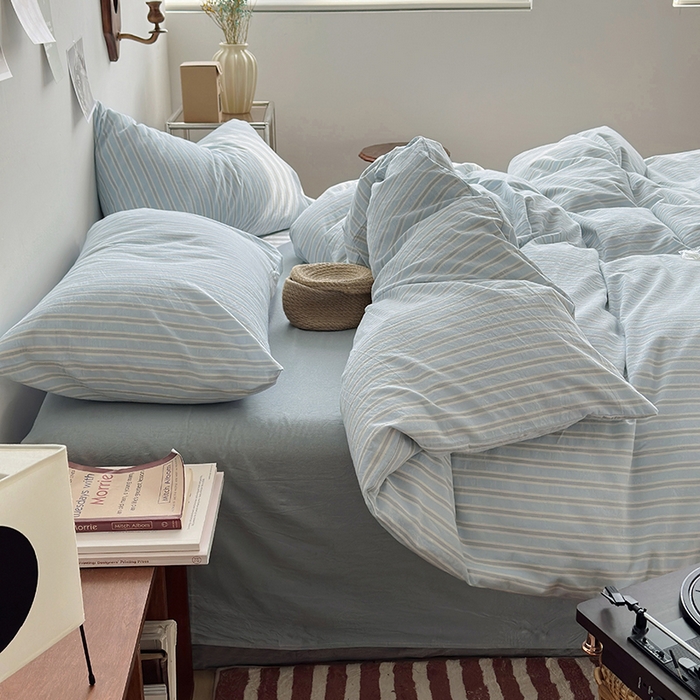 91家纺网 家纺一手货源 找家纺 水洗的故事 2025新款无印良品水洗棉四件套 湘叶兰