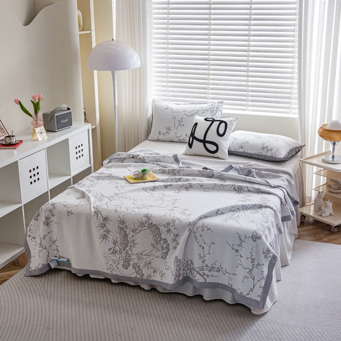 91家纺网 家纺一手货源 找家纺 柏薇 2025新款A类针织棉提花夏被空调被薄被子多功能盖毯 秘境花园