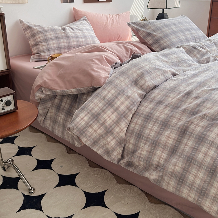 91家纺网 家纺一手货源 找家纺 水洗的故事2025新款A类AB版全棉色织水洗棉四件套 南风