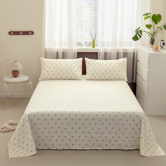 91家纺网 家纺一手货源 找家纺 绫韵 2025春夏新款ins清新卡通碎花全棉13372精梳纯棉单床单系列 迎夏