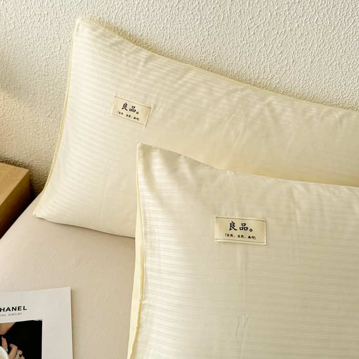 91家纺网 家纺一手货源 找家纺 眠博士 2025新款高支高密60支全棉条纹提花单枕套 枕套-提花雅白