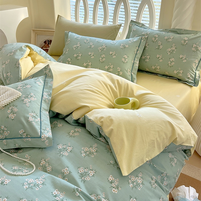 91家纺网 家纺一手货源 找家纺 梧桐树 2025新款100%全棉13372加厚印花四件套 A34风信子