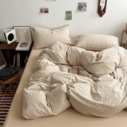 水洗的故事 2025新款无印良品水洗棉四件套 湘叶米