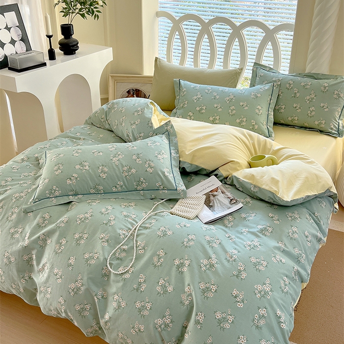 91家纺网 家纺一手货源 找家纺 梧桐树 2025新款100%全棉13372加厚印花四件套 A34风信子