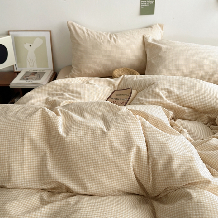 91家纺网 家纺一手货源 找家纺 水洗的故事 2025新款无印良品水洗棉四件套 小小格米