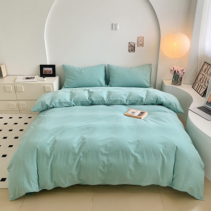 91家纺网 家纺一手货源 找家纺 （总）水洗的故事 2025新款色织水洗棉多巴胺纯色款四件套