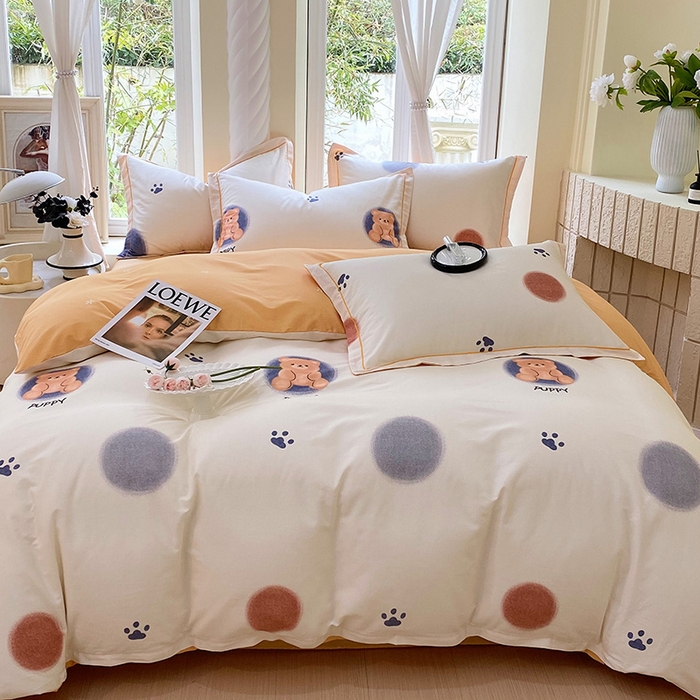 91家纺网 家纺一手货源 找家纺 梧桐树 2025新款100%全棉13372加厚印花四件套 A23萌宠派对