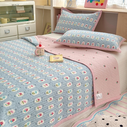 91家纺网 家纺一手货源 找家纺 美优兰 2025新款双面全棉水洗床盖花团锦簇