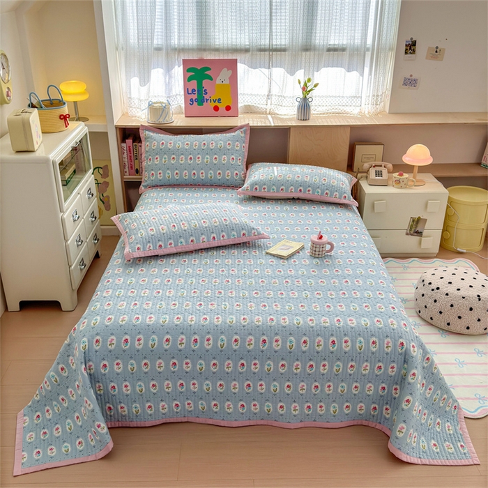 91家纺网 家纺一手货源 找家纺 美优兰 2025新款双面全棉水洗床盖花团锦簇