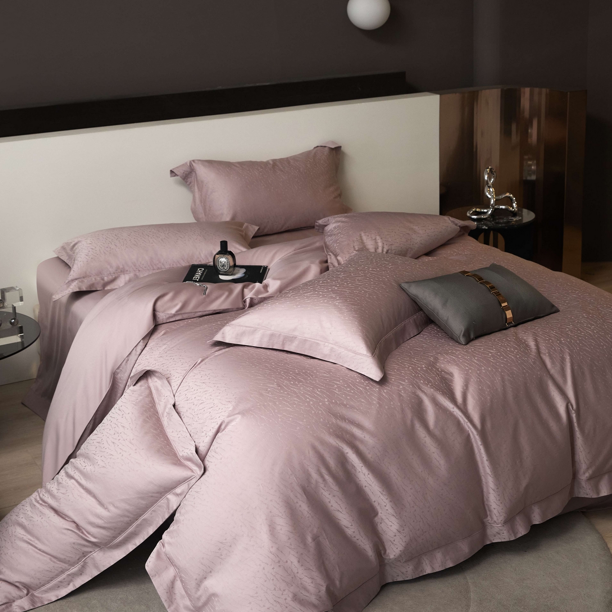 91家纺网 家纺一手货源 找家纺 （总）榻尚家居 2025春夏新款长绒棉全棉纯棉贡缎提花手工立体埋绳工艺四件套