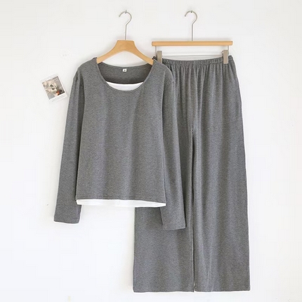 91家纺网 家纺一手货源 找家纺 （总）洛兰沙家居馆【只代发】【只代发】  2025新款超柔软精梳棉亲肤款睡衣女款带胸垫家居服春秋长袖长裤大码家居服套装 