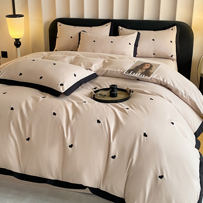 91家纺网 家纺一手货源 找家纺 （总）米彩家纺 2025新款水洗磨毛四件套-蝴蝶结爱心系列