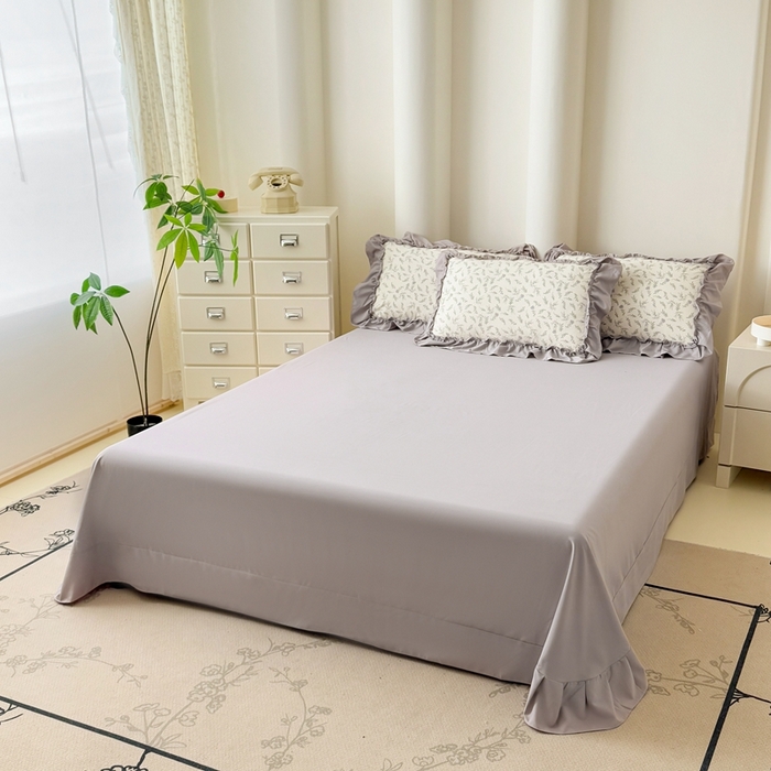 91家纺网 家纺一手货源 找家纺 金米诺 2025新款韩版有氧针织棉双层纱四件套 甜心公主