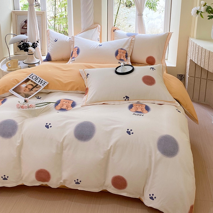 91家纺网 家纺一手货源 找家纺 梧桐树 2025新款100%全棉13372加厚印花四件套 A23萌宠派对