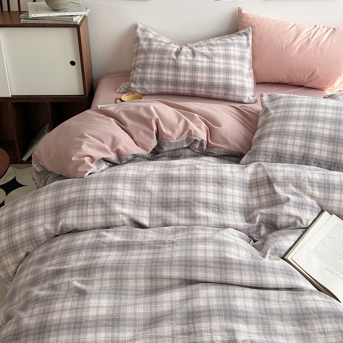 91家纺网 家纺一手货源 找家纺 水洗的故事2025新款A类AB版全棉色织水洗棉四件套 南风