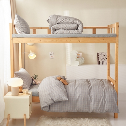 91家纺网 家纺一手货源 找家纺 （总）水洗的故事 2025新款开学季色织水洗棉学生宿舍三件套