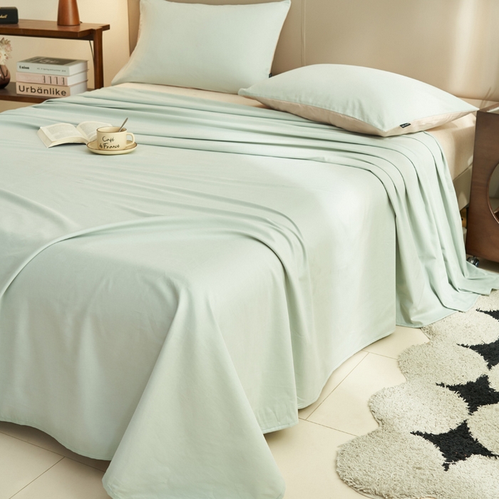 91家纺网 家纺一手货源 找家纺 寐绸家纺 2025新款纯棉13372水洗棉单床单 纯色床单-春风十里