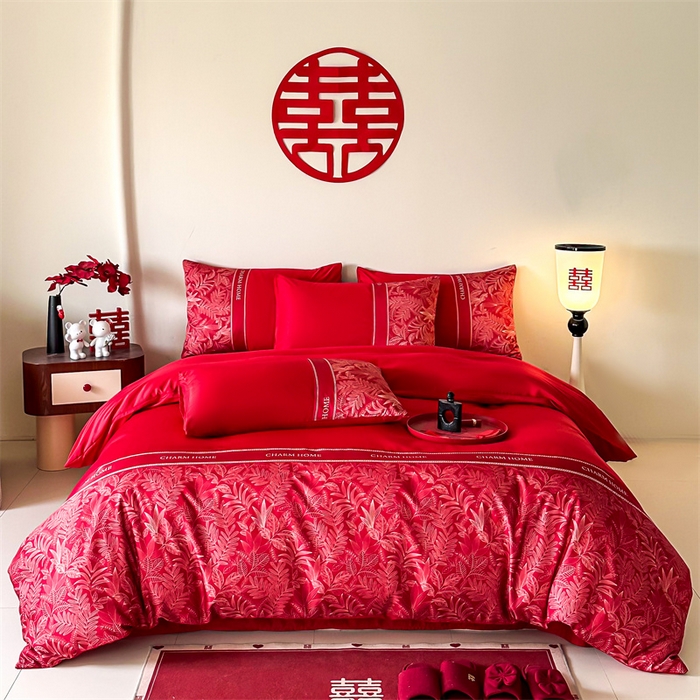 91家纺网 家纺一手货源 找家纺 笙意家纺2025新款水洗冰丝婚庆四件套 永恒之恋