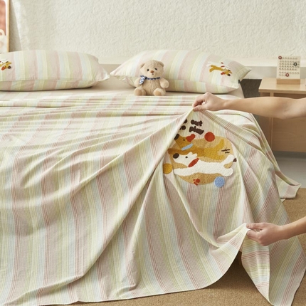 91家纺网 家纺一手货源 找家纺 （总）寐绸家纺 2025新款纯棉色织水洗棉竖条单床单