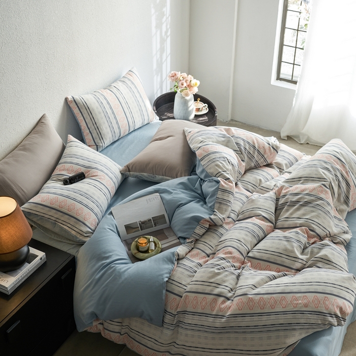 91家纺网 家纺一手货源 找家纺 时年家纺 2025零汗纱™数码印花系列套件 逸彩-蓝