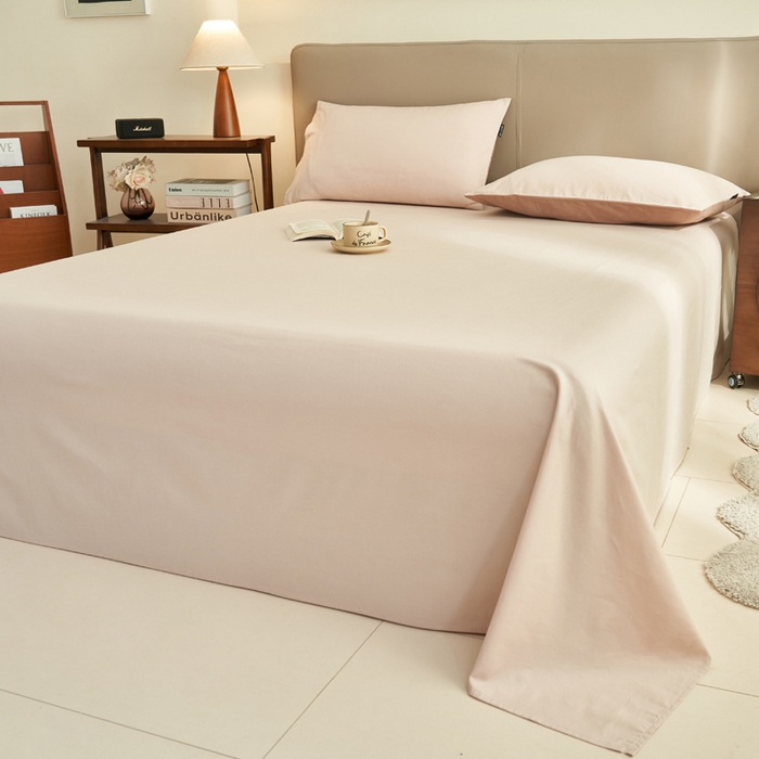 91家纺网 家纺一手货源 找家纺 寐绸家纺 2025新款纯棉13372水洗棉单床单 纯色床单-浮生一梦