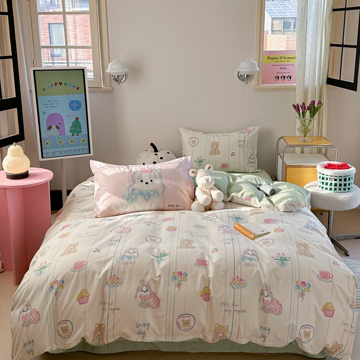 91家纺网 家纺一手货源 找家纺 时年家纺 2025新款全棉数码趣味系列3.0 四件套 甜点乐园