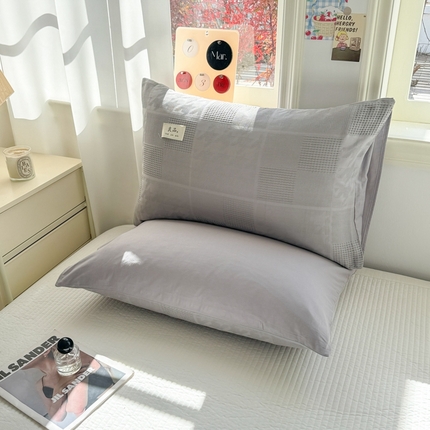 眠博士 2025新款全棉华夫格麦穗枕套 华夫格枕套-方格灰