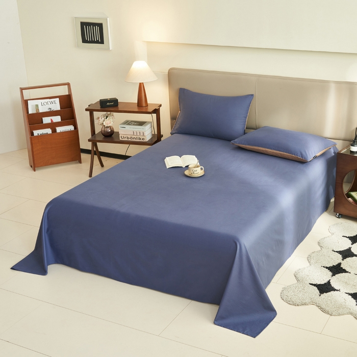 91家纺网 家纺一手货源 找家纺 寐绸家纺 2025新款纯棉13372水洗棉单床单 纯色床单-布鲁兰