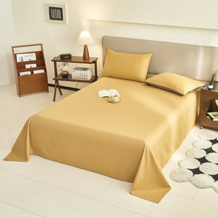 91家纺网 家纺一手货源 找家纺 寐绸家纺 2025新款纯棉13372水洗棉单床单 纯色床单-暗木幽香