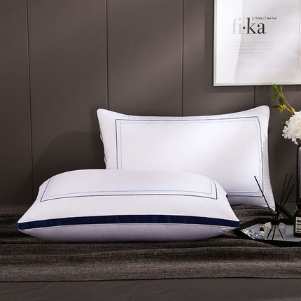 91家纺网 家纺一手货源 找家纺 卓昌枕芯 2023新款贡缎立体刺绣枕头枕芯 1000克立体蓝边