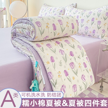91家纺网 家纺一手货源 找家纺 宜家坊 2025新款水洗棉糯小棉夏被夏被四件套四季被春秋被单人学生双人被子被芯 香芋紫