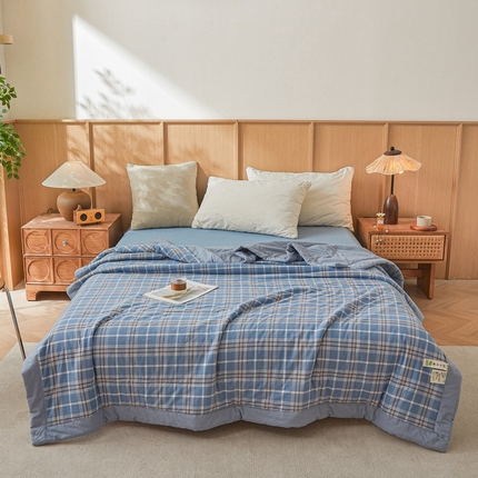 猎鹿人家纺 A类水洗棉新疆棉花夏被 乔南蓝