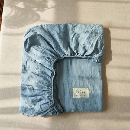 寐绸家纺 2025新款纯棉双层纱单床笠 双层纱床笠-蓝