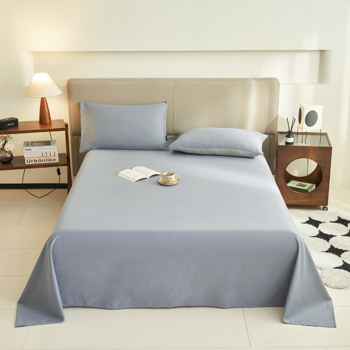 91家纺网 家纺一手货源 找家纺 寐绸家纺 2025新款纯棉13372水洗棉单床单 纯色床单-礁石灰