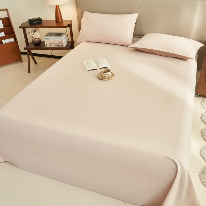 91家纺网 家纺一手货源 找家纺 寐绸家纺 2025新款纯棉13372水洗棉单床单 纯色床单-浮生一梦