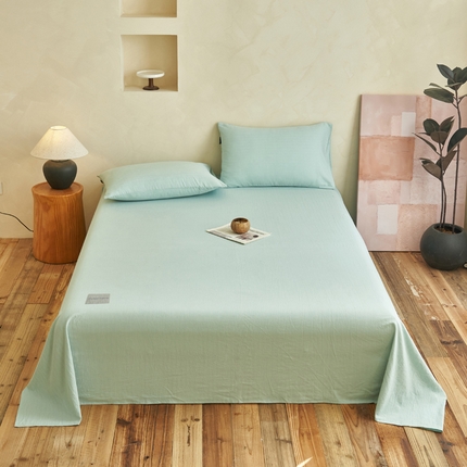 寐绸家纺 2025新款双层纱人字斜提花单床单 人字斜床单-天蓝